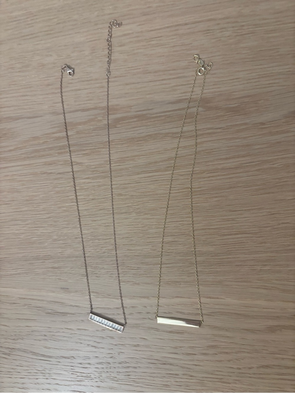 Minimalist Bar Pendant Necklace - rose gold and gold plated